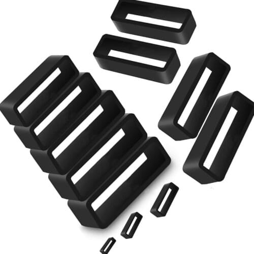 2Pcs Black Watchbands 14 16 18 20 22 24 26 28mm Strap Loop Ring Silicone Rubber Watch Bands Accessories Holder Locker
