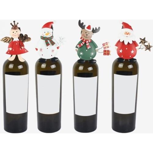 Christmas Wine Bottle Cover Lovely Multicolor Christmas Pendant Creative Wine Bottle Applique Clothes for Kitchen Decoration