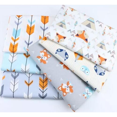 Printed Cotton Twill Fabric Fox Series Kids 100% Cotton Cloth for DIY Sewing Bed Quilting Cotton Material 50cmx160cm