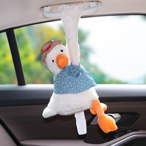 Cute Cartoon Duck Doll Tissue Box Creative Lovely Duck Short Plush Tissue Box Holder for Car Armrest Box Car Seat Tissue Box