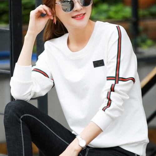 Crew Neck Sweatshirt Women Coat Spring Letter Print Korean Streetwears Harajuku Casual Spell Color Stitching Thin Pullovers