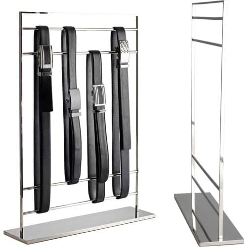 High-end Stainless Steel Belt Display Racks Counter Vertical Belt Display Holder Frame Belt Shelf Store Showcase Belt Rack Stand
