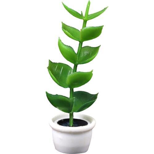 Green Miniature Accessories Mini Plastic Tree Potted Simulation Potted Plants Model Toys for 1:12 Doll House Decoration