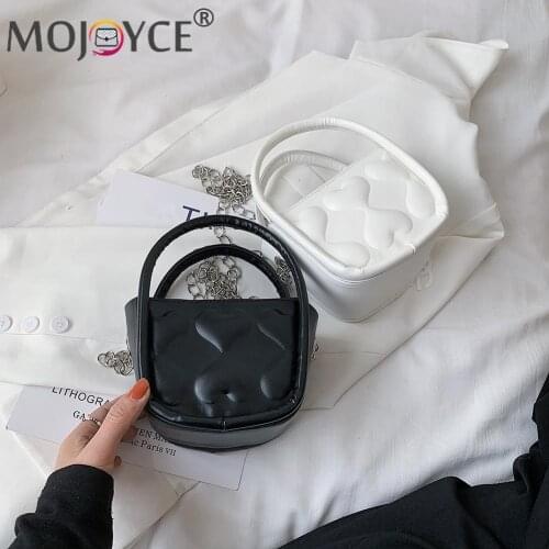 2021 Women Embossing Pure Color Messenger Bag Retro Chain Top-Handle PU Leather Purse Color Chain Handbag Purse