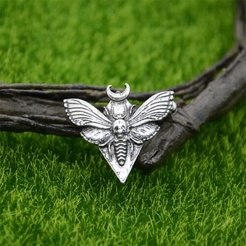 SanLan Deaths head moth brooch Wicca Vintage Jewelry Witchcraft Accessories Goth Broches Women 2021