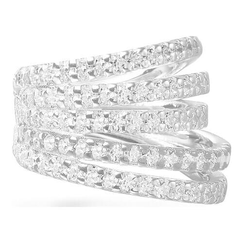 SLJELY Fashion Real 925 Sterling Silver White Five Hoop Circles Ear Cuff Paved Cubic Zirconia Sliding Clip Earring Women Jewelry