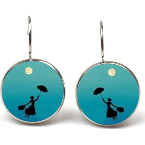 New Fashion Mary Poppins Earrings Steampunk Earring Jewelry Moon Starry Blue Night Dangle Earrings Women Wedding Ohrringe