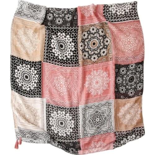 2021 Women Spain Fashion Aztec Ethnic Patchwork Viscose Shawl Scarf Print Pashmina Wrap Sun Protection Soft Brand Shawl 180*90Cm