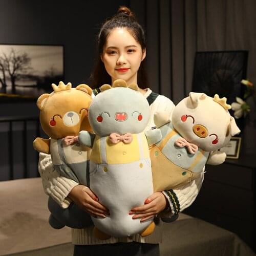 1pc 60CM Squish Pillow Plush Toy Animal Kawaii Dinosaur Elephant Bear Pig Rabbit Soft Big Pillow Stuffed Cushion Birthday Gift