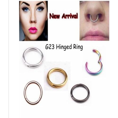 1PC G23 Titanium 16G Nose Hinged Segment Ring 6-12mm Septum Clicker Piercing Nose Earring Tragus Nose Pircing Nariz Body Jewelry