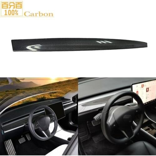 100% Real Carbon Fiber Style Center Console Dashboard Panel Cover Trim Dashboard Trim fit For Tesla Model 3