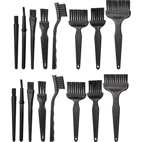 16 Portable Plastic Handle Anti Static Brushes Small Spaces Cleaning Brushes Computer Keyboard Cleaning Brush Kit Black