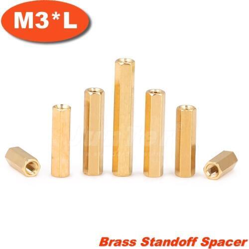 500pcs/lot M3*Length Hex Brass Spacing Screws Threaded Pillar PCB Computer PC Motherboard Standoff Spacer Female x Female