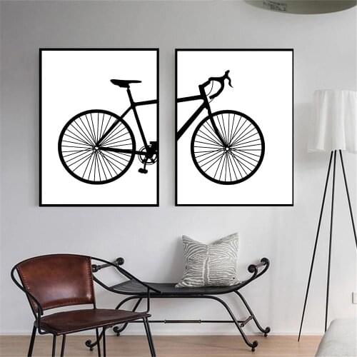 Abstract Bicycle Wall Art Poster Black And White Canvas Painting Minimalist Art Prints Modern Pictures Living Room Home Decor