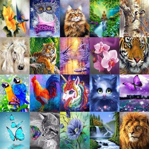 3D diy full round diamond painting cross stitch kits diamond embroidery mosaic art pattern animal picture home decor gift