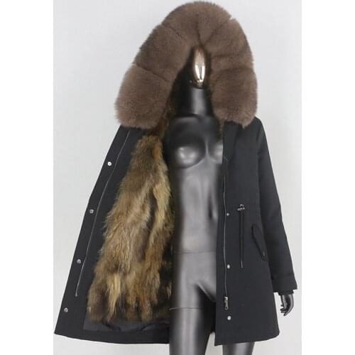 BLUENESSFAIR 2020 Long Waterproof Parka Real Fox Fur Liner Coat Winter Jacket Women Natural Raccoon Fur Collar Hood Thick Warm