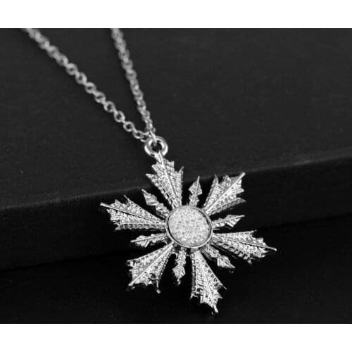 Once Upon A Time Pendant Necklace Fashion Charm Crystal Show Snowflake Elsa Pendant Jewelry For Women Statement Necklace