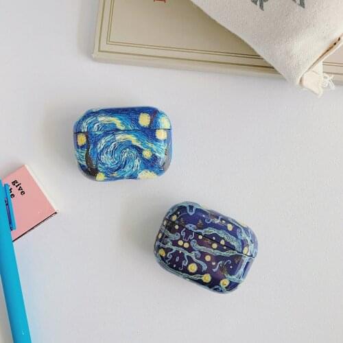 Famous Oil Painting Starry Sky Wireless Earphone Case for Airpod Pro Classic Graffiti Protective Hard Cover for Airpods 1/2