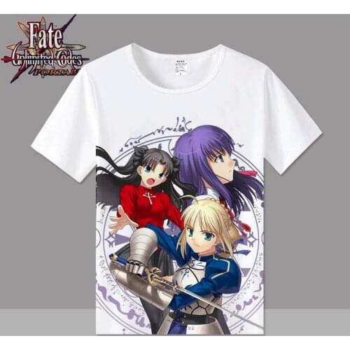 Fate Stay Night Cosplay T Shirt Saber Altria Pendragon Cartoon Print T-Shirt Summer Short Sleeves Casual Top Tee tshirt Costume