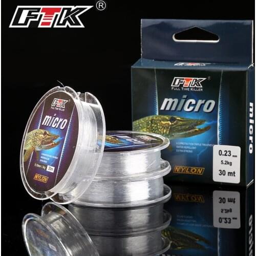 FTK Ice Fishing Nylon Line 30M 2.9-12.5LB 1.3-5.7kg 0.08-0.25 DIA/MM Fishing Line Transparent For Carp Wire Winter Ice Nylon