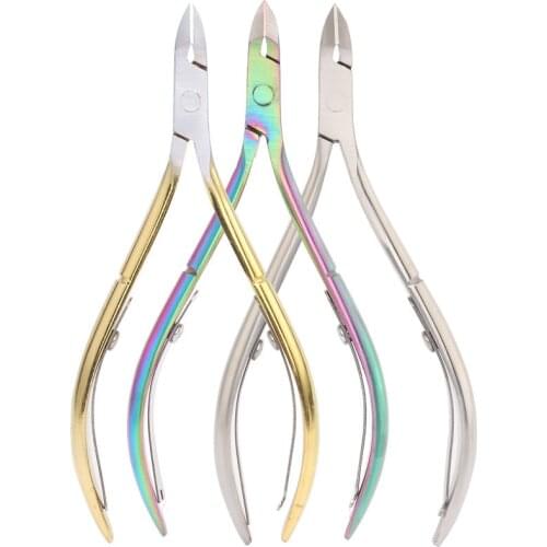 Hot Nail Cuticle Scissors Stainless Steel Manicure Pedicure Tools Golden/Silver/Rainbow Dead Skin Scissor Nipper Clipper Tool