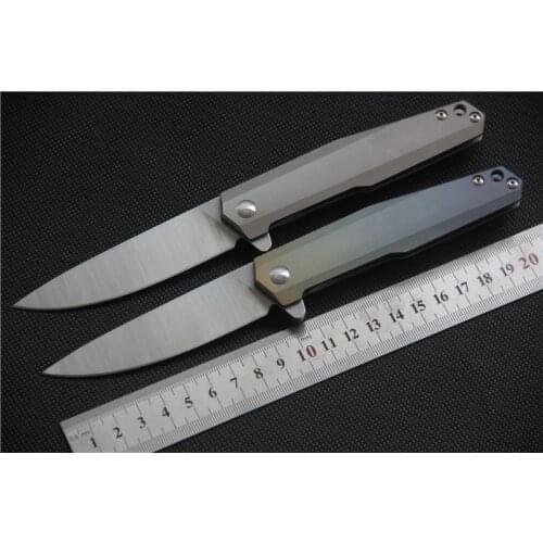 MIKER pocket folding knife D2 blade Titanium alloy handle outdoor knives camping hunting Tactical survival EDC Self defense tool