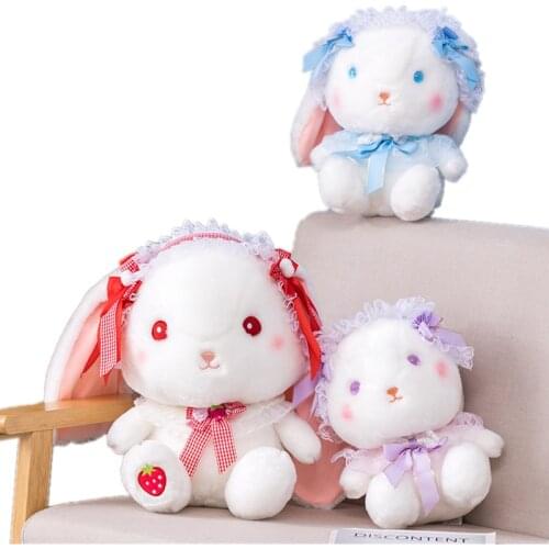 Lolita Rabbit Doll Sweet Bunny Soft Sister Pearl Chain Long-Eared Rabbit Bag Cute Soft Sister Lolita Home Bedroom Decor Gift Gir