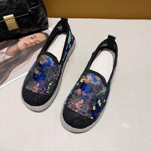 New Fashion Colorful Sequins Women Summer Loafers Hollow Mesh Slip On Women Casual Shoes Flat Loafers For Women zapatillas mujer