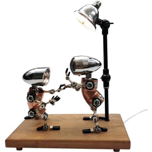 3D Steampunk Metal Robot Table Lamp Handmade Assembled Model Crafts For Home Decor Birthday Gifts - Finished