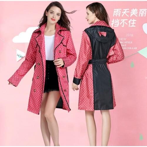 Fashionable Cute Bowknot Adult Raincoat Light Windbreaker Style Small Fresh Polka Dot Kawaii Waterproof Jacket
