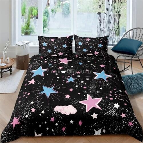 Cartoon Stars Bedding Set 3d Scenery Bed Linen Quilt Duvet Cover Sets Home Textile Decor Twin Single Queen King Size Gift Kids