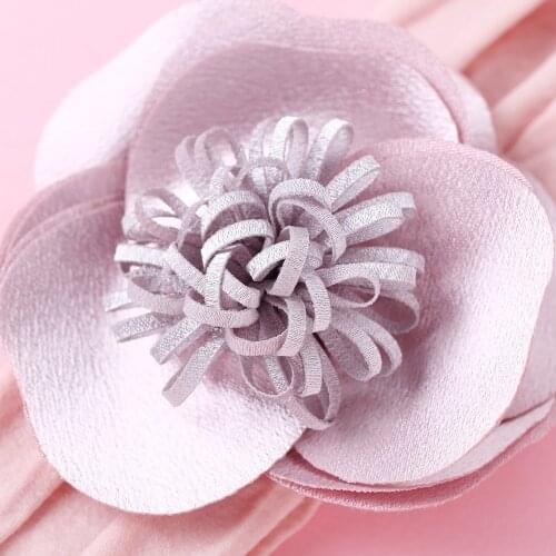 Soft Stretch Satin Rose Flower Baby Accessories Newborn Knot Wide Nylon Headwraps Turban Girls Hairbands Kids Headband Baby gift