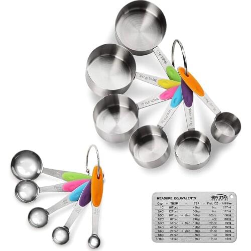 Stainless Steel 18/8 12-Piece Measuring Cup and Spoon Set Baking Measuring Bakery Accessories Baking Supplies