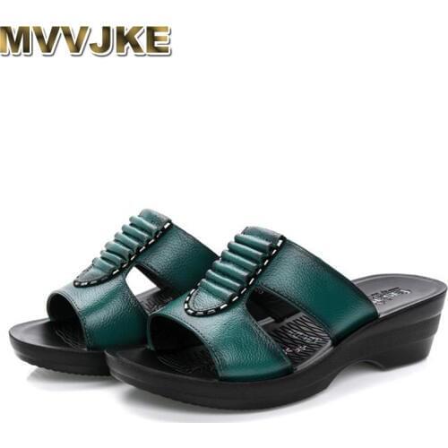 MVVJKE The new mom summer fashion sandals and slippers, soft-soled casual female slippers, flat slippers with big yards