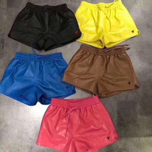 New Arrival Designer womens High quality Genuine leather pants fashion high-rise leather short pants C632