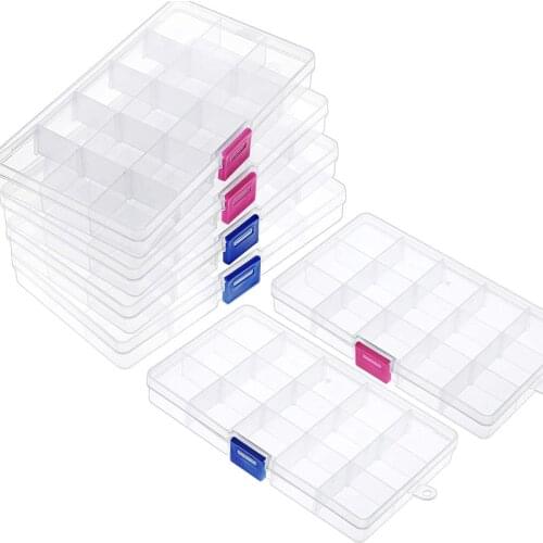 15 Grid Plastic Storage Jewelry Box Compartment Adjustable Container for Beads Earring Box for Jewelry Rectangle Box Case