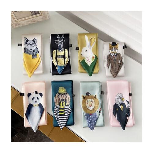 New Style Decoration Womens Printed Animal style Scarf Business Europe And America Small Neckerchief Silk Scarves skinny scarf
