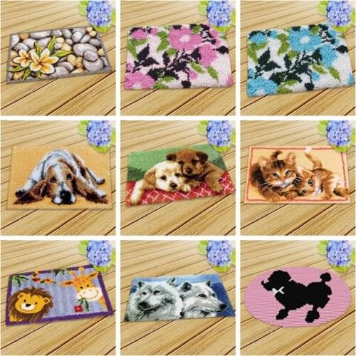 Prajna Cushion Animals Latch Hook Embroidery Needlework Crochet Pillows Accessories DIY Carpet Latch Hook Rug Kit Cross Stitches