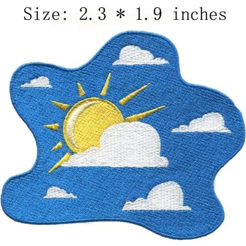 The fine day 2.3"wide embroidery patch for The sun/cloudy/windy
