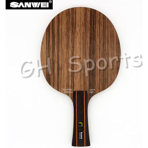 Sanwei TWO FACE (2 Face, Attack & Defence, Ebony & Hinoki Surface) Table Tennis Blade Defense Racket Ping Pong Bat Paddle