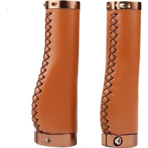 Handle Grips Bike Retro PU Leather Lockable Grips Bicycle Cycling Steering Wheel Anti-skid Handlebar Cover