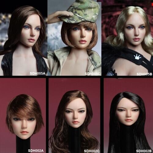 SUPER DUCK 1/6 European and American Female Beauty Head Carving with Planted Hair SDH005 SDH002 Head Sculpt