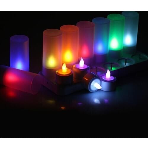 12pcs/set Remote Controll Rechargeable Tea Light LED Candles frosted Flameless TeaLight multi-color Changing candle lamp Party