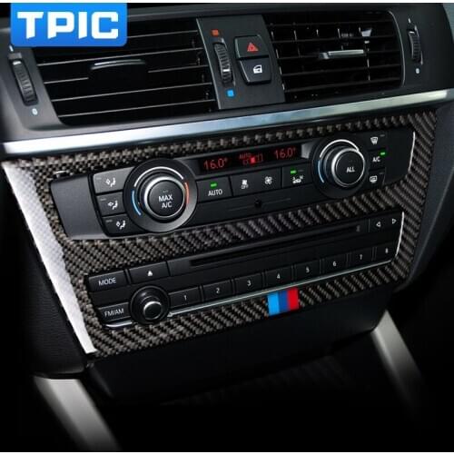 TPIC For BMW F25 F26 Interior Trim Car-styling Carbon Fiber Center CD Panel Cover 3D Stickers 2011-2017 X3 X4 Accessories