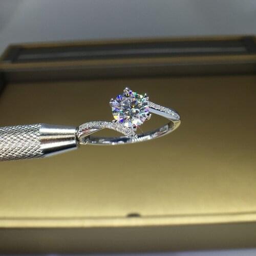 Solid 18K 750Au Gold 3ct Moissanite Diamond Ring D color VVS With national certificate MO-00112