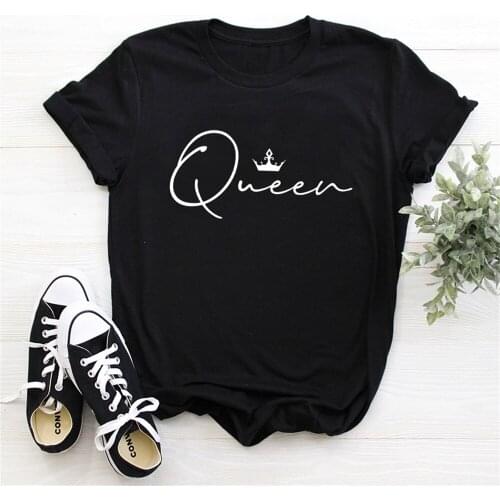 9 Colors Crown Queen Letter Print T Shirt Women Short Sleeve O Neck Tshirt 2020 Summer Women Tee Shirt Tops