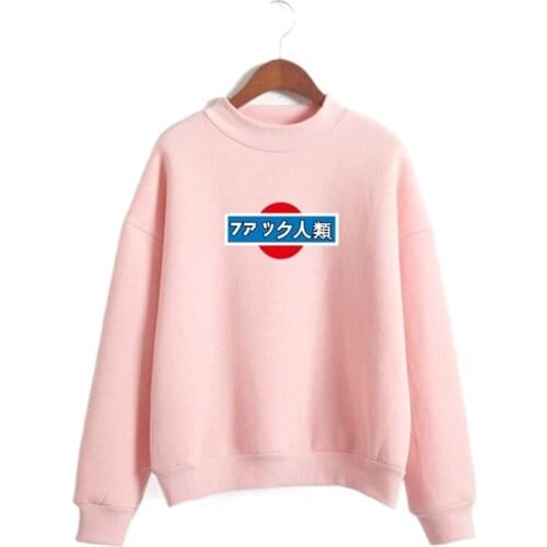 Fleece Oversized Women Sweatshirt And Hoodies Letter Print Pullover 2021 Winter Long Sleeve Turtleneck Fashion Loose Tracksuit