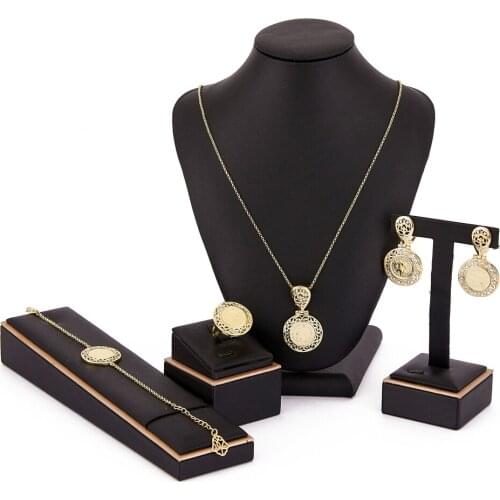 2021 July Trend of 14k Gold Jewelry Sets for Women Accessories Necklace Earrings Ring Bangle Coin with portrait