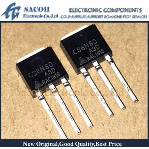 10Pcs CS6N60A3D or CS6N60 or CS4N60A3HD or CS4N60 TO-251 6A 600V Power MOSFET Transistor