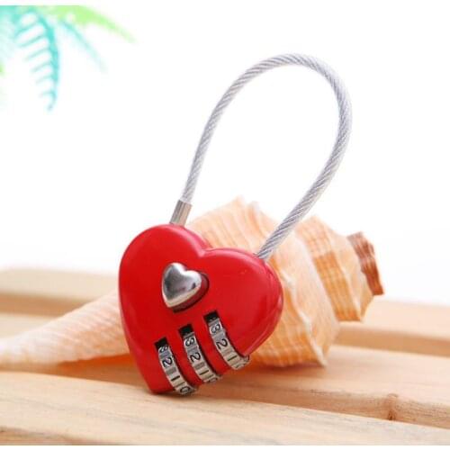 200pcs Lovely Heart Shape Resettable Combination Padlock Metal Luggage Suitcase Bag Diary 3 Digits Lock Cabinet Safe SN703